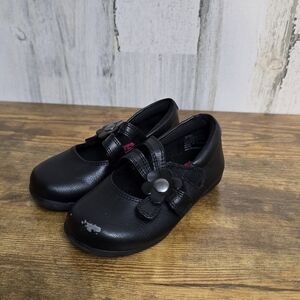 Rachel Shoes Black Kids Dress Shoes with Floral Accent Toddler Girls Size 6